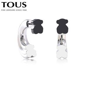 TOUS Silver and Black Bear Earrings